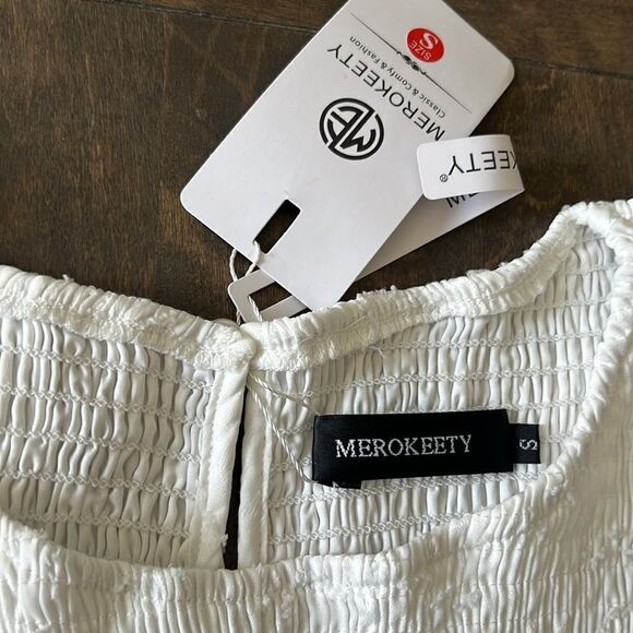 ZESICA FLORAL LACE FLOWY SHORT SLEEVE SMOCKED MIDI DRESS - Picture 13 of 16